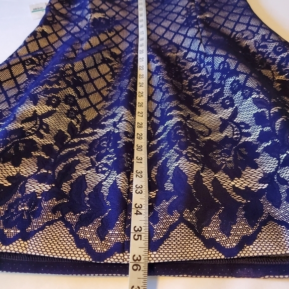 NWOT J Howard Sleevless White Dress with Blue Lace Overlay Sz16 - Picture 15 of 17